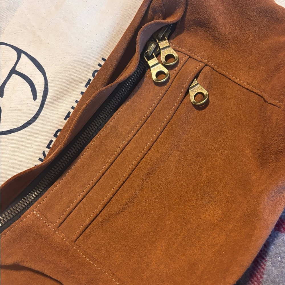Parker Thatch Caramel Suede Sling Bag - Picture 6 of 13